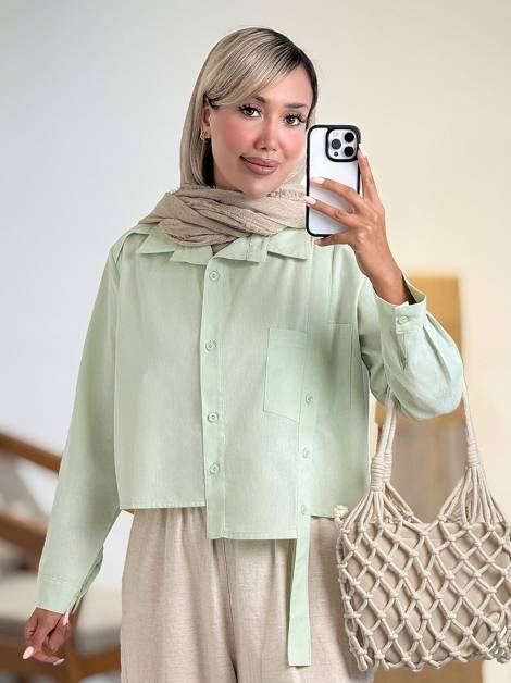 شومیز باکسی تک جیب کد 21204